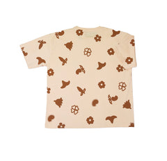 Soulful serenity, block print oversized crew neck tshirt