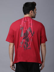 Life web - Red bold print, spiderman inspired casual oversized T-shirt