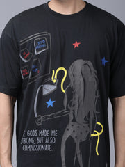 I wonder, black oversized crew neck tshirt