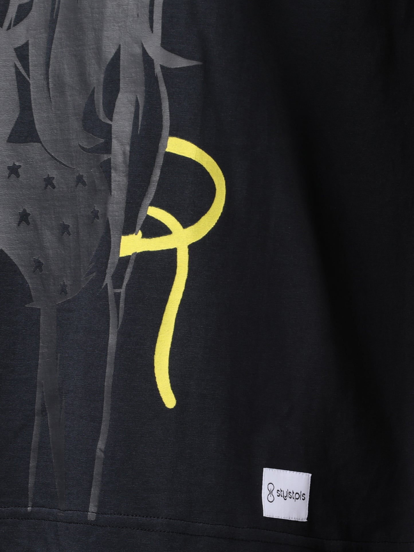 I wonder, black oversized crew neck tshirt