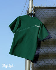 All the way up - Dark green, collar puff print oversized T-shirt