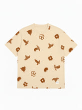 Soulful serenity, block print oversized crew neck tshirt