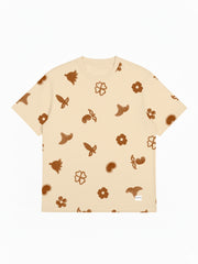 Soulful serenity, block print oversized crew neck tshirt