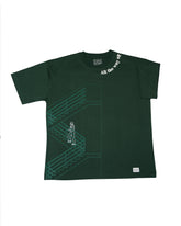 All the way up - Dark green, collar puff print oversized T-shirt