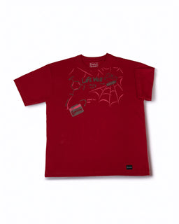 Life web - Red bold print, spiderman inspired casual oversized T-shirt