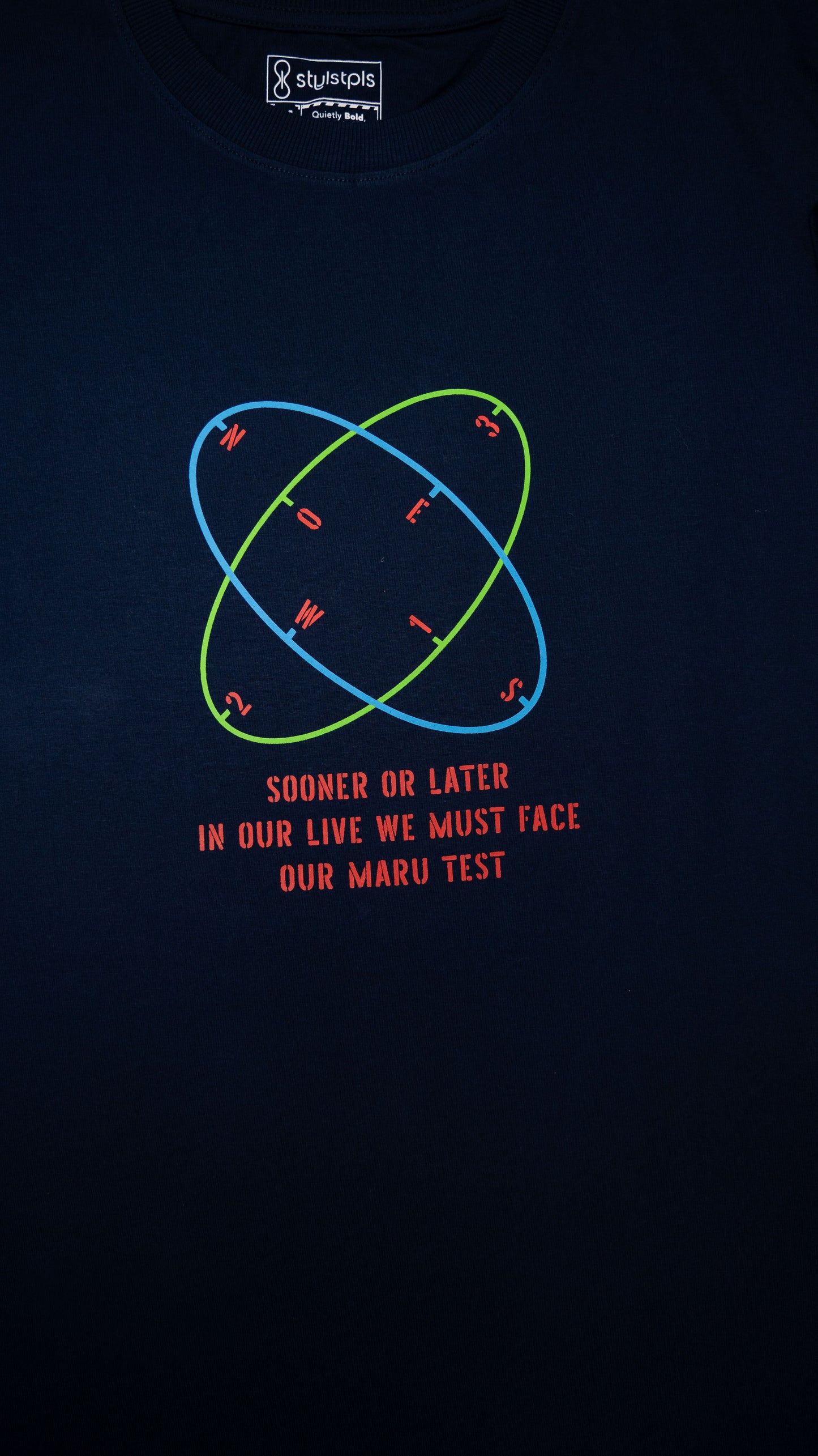 Maru effect - Navy blue, minimalistic print, oversized T-shirt