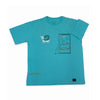 Moment-sky blue overall print oversized T-shirt