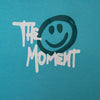 Moment-sky blue overall print oversized T-shirt