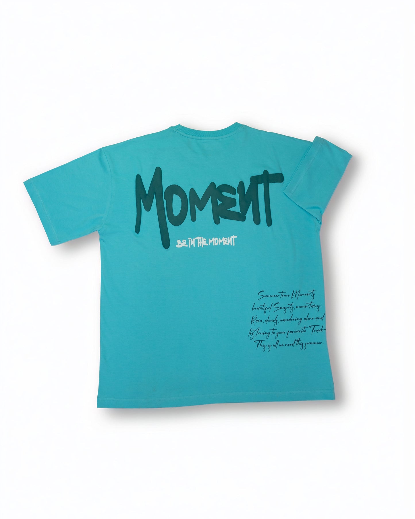 Moment-sky blue overall print oversized T-shirt