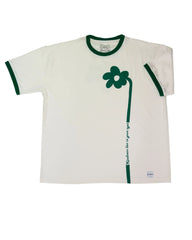 Kindness, flower design cream color oversized crew neck tshirt