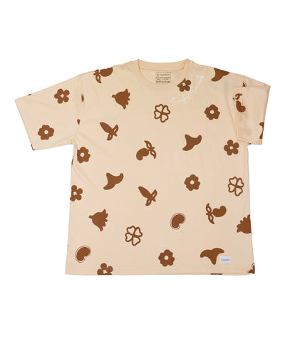 Soulful serenity, block print oversized crew neck tshirt