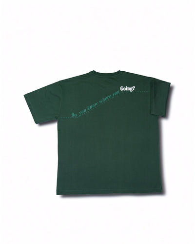 All the way up - Dark green, collar puff print oversized T-shirt