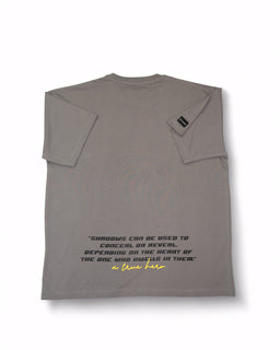 Shadows - Grey, puff print text, oversized T-shirt