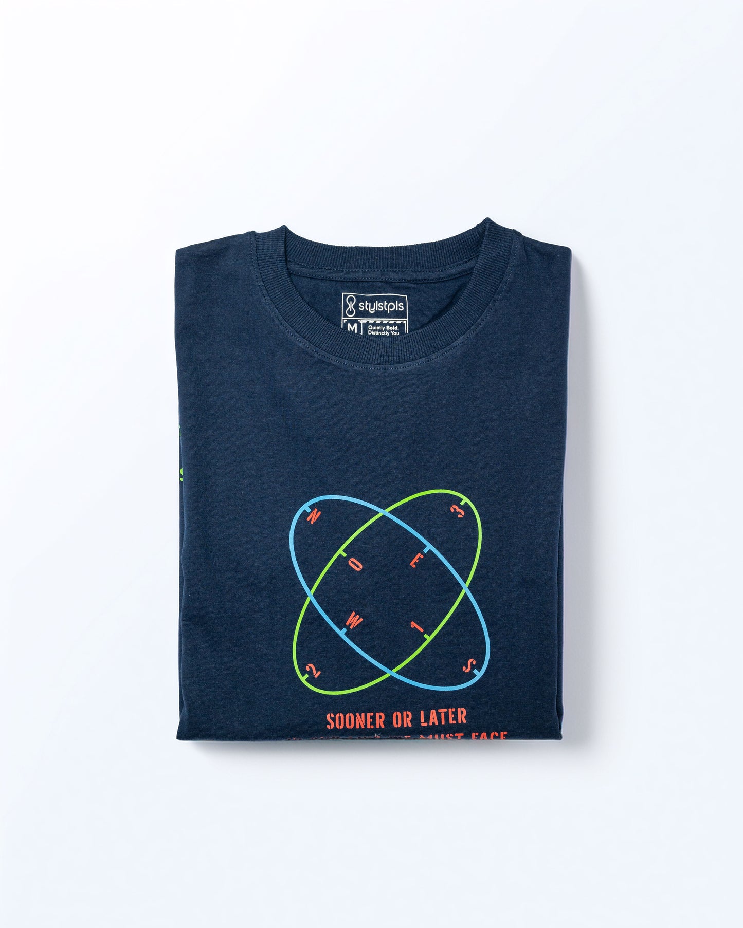 Maru effect - Navy blue, minimalistic print, oversized T-shirt