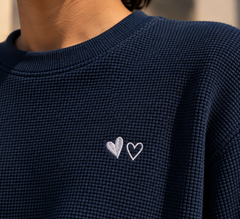 Little hearts blue waffle tee
