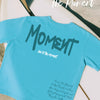 Moment-sky blue overall print oversized T-shirt