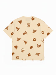 Soulful serenity, block print oversized crew neck tshirt