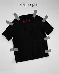 I wonder, black oversized crew neck tshirt