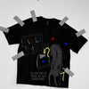 I wonder, black oversized crew neck tshirt