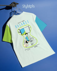 It’s time - Color block, puff print detail, oversized casual T-shirt