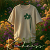 Kindness, flower design cream color oversized crew neck tshirt