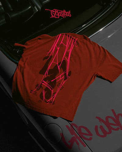 Life web - Red bold print, spiderman inspired casual oversized T-shirt