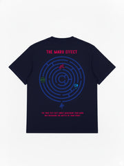 Maru effect - Navy blue, minimalistic print, oversized T-shirt
