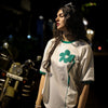 Kindness, flower design cream color oversized crew neck tshirt